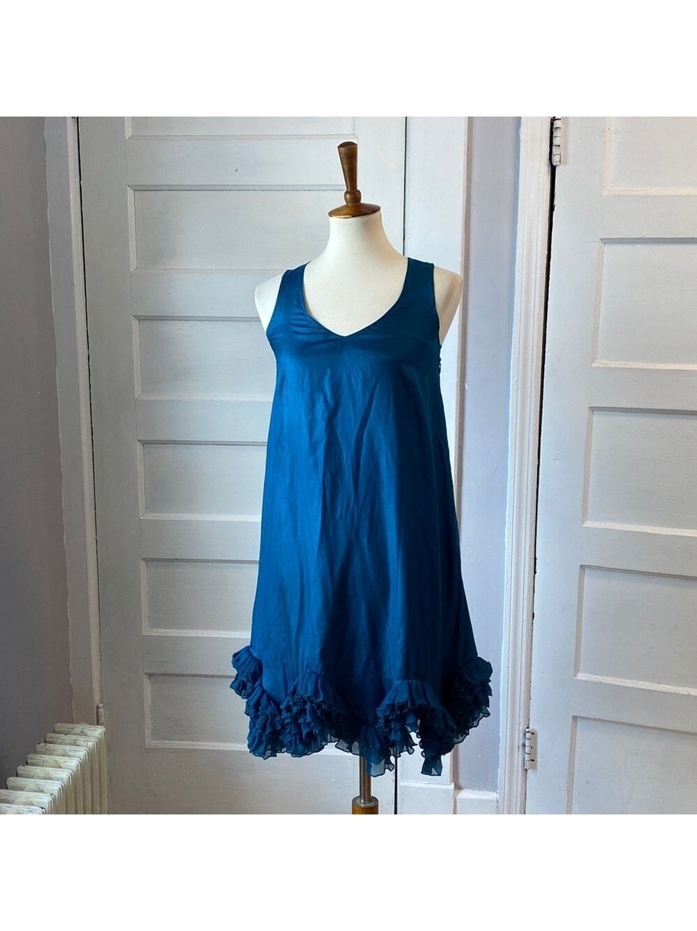 REISS Silk A-Line Ruffle Hem Dress, Size 0